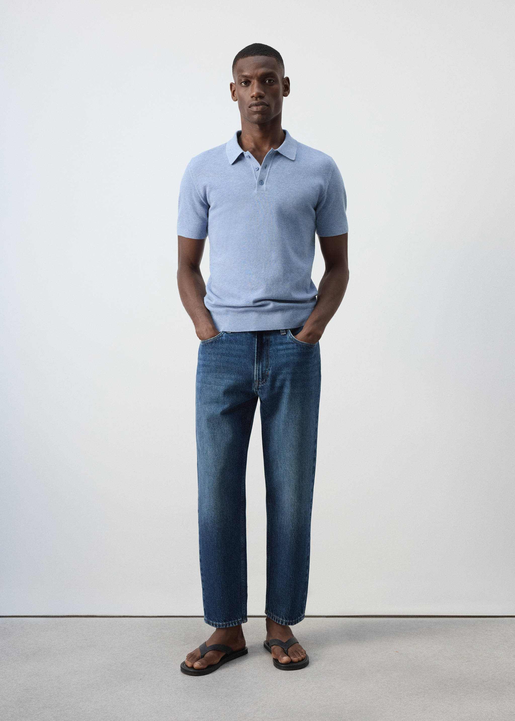 Polo mélange coton maille fine - Plan général