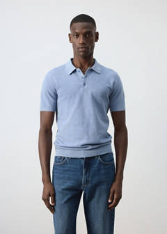 Fine knit cotton blend polo — Blue 1