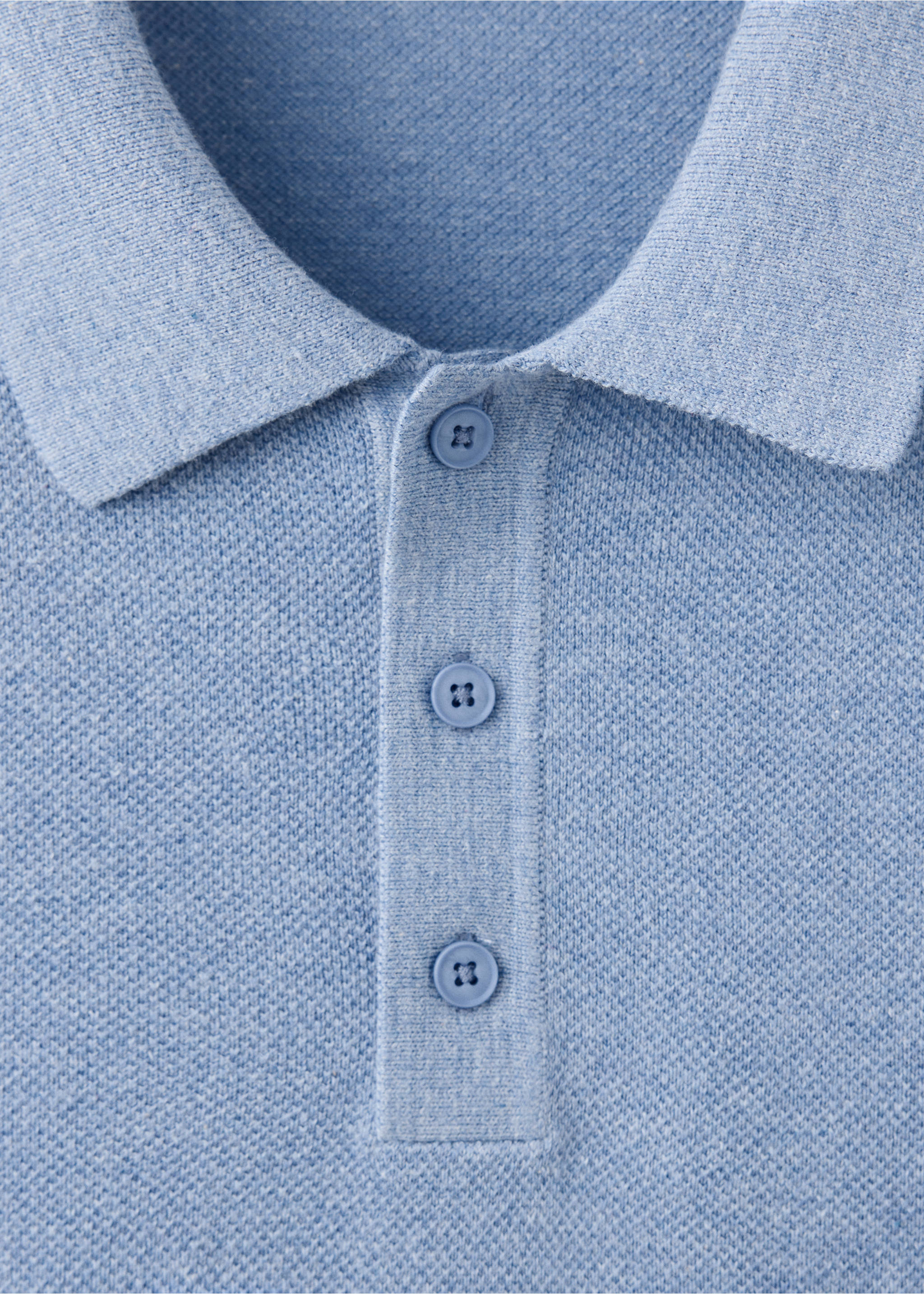 Polo mélange coton maille fine - Détail de l'article 8, Bleu. Ref: 37067771-00.
