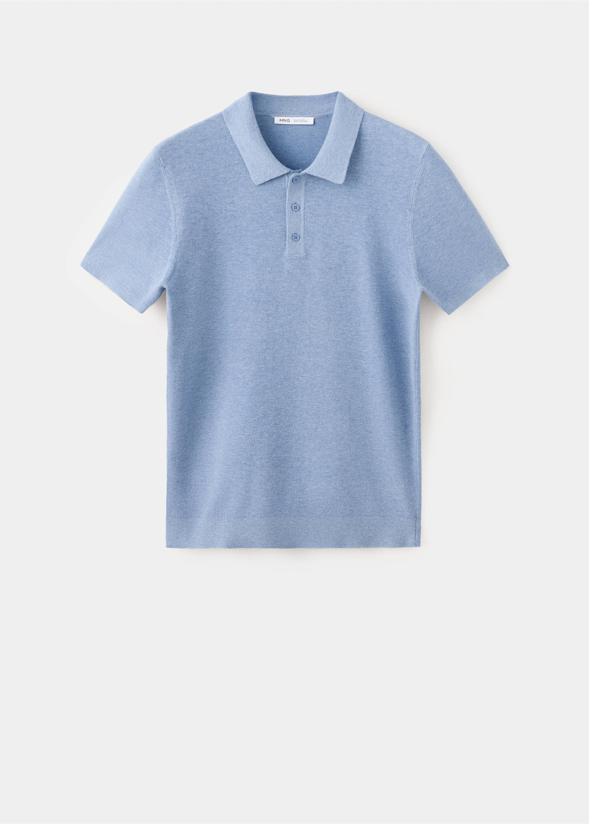 Polo mélange coton maille fine - Article sans modèle, Bleu. Ref: 37067771-00.