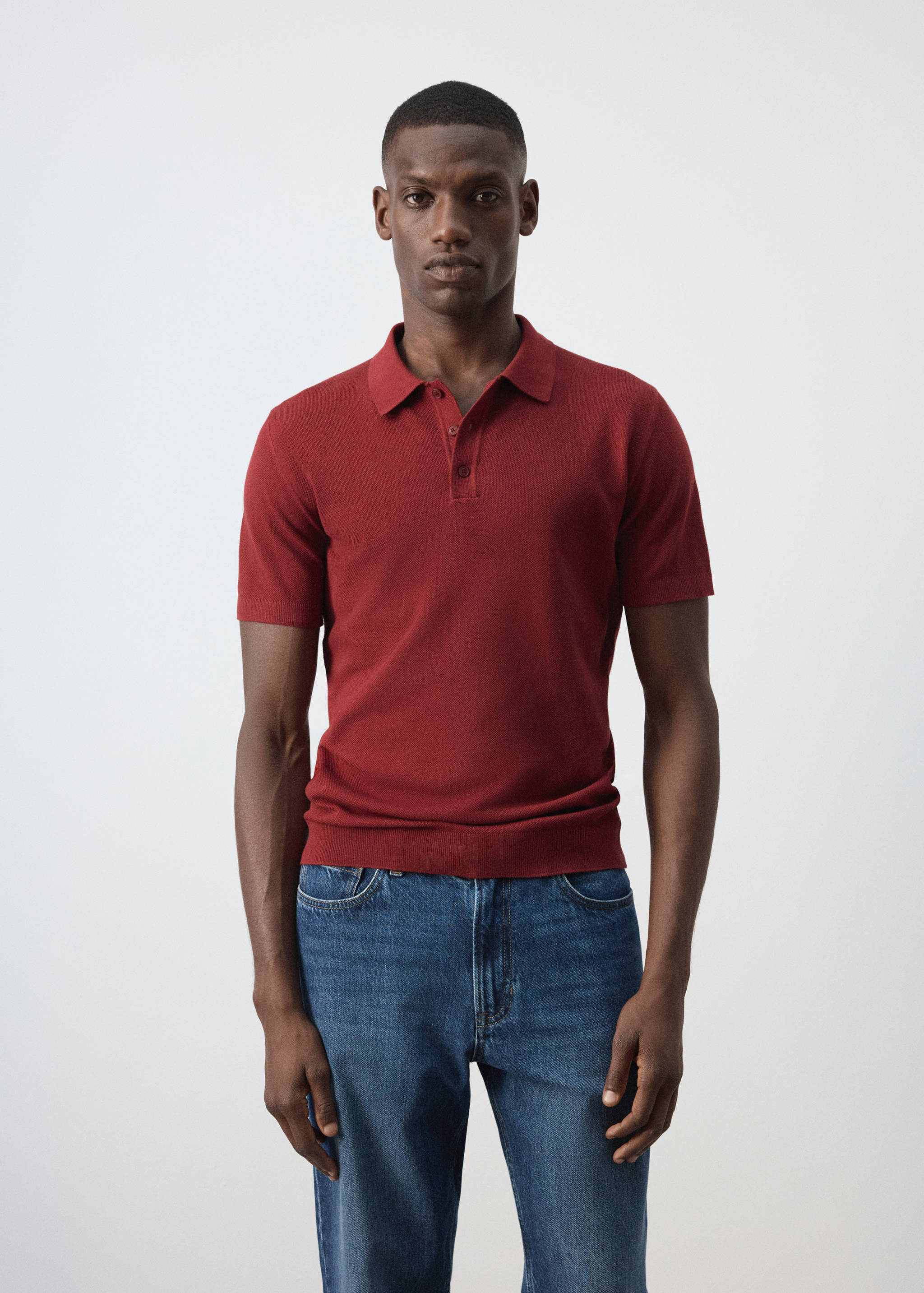 Polo mélange coton maille fine - Plan moyen