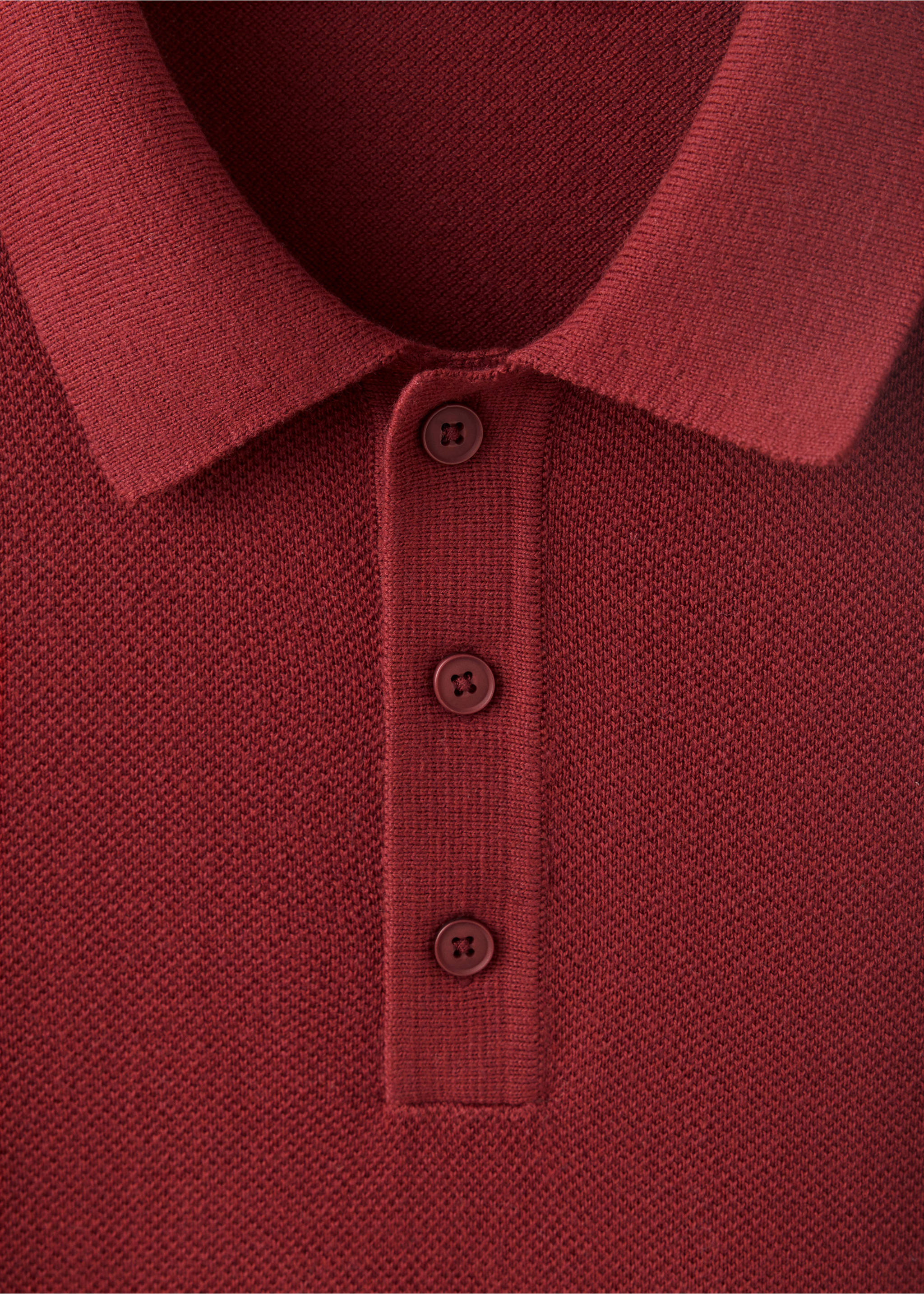 Polo mélange coton maille fine - Détail de l'article 8, Rouge moyen. Ref: 37067771-00.