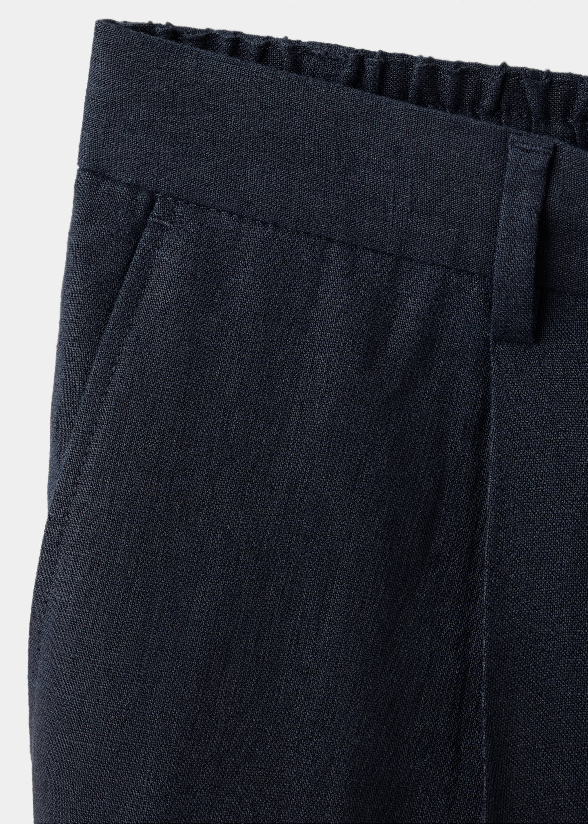 Pantalon 100 % lin, coupe relaxed fit, cordon de serrage - Détail de l'article 0, Bleu nuit. Ref: 37067772-00.