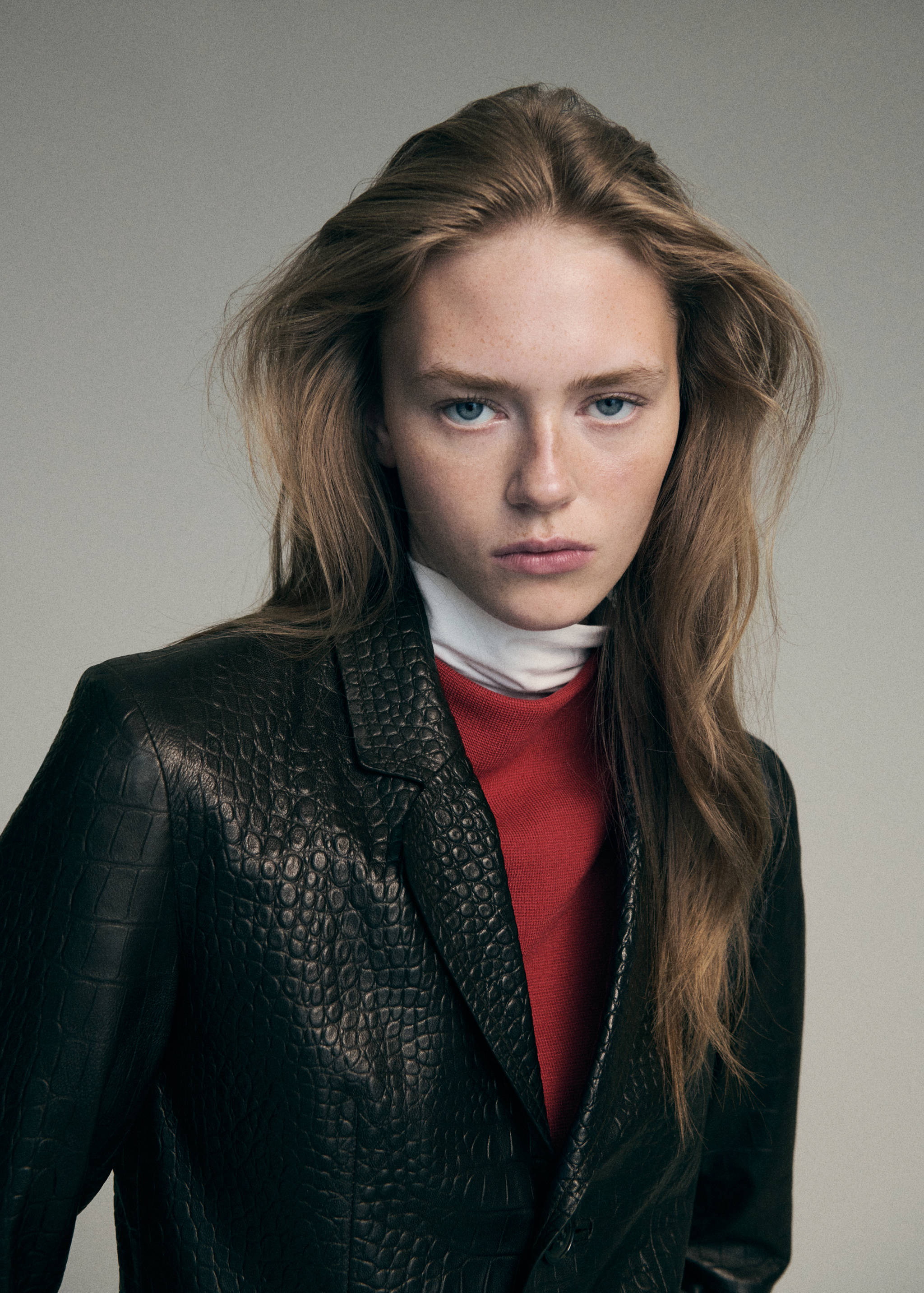 Croc-embossed faux fur coat - Details of the article 1
