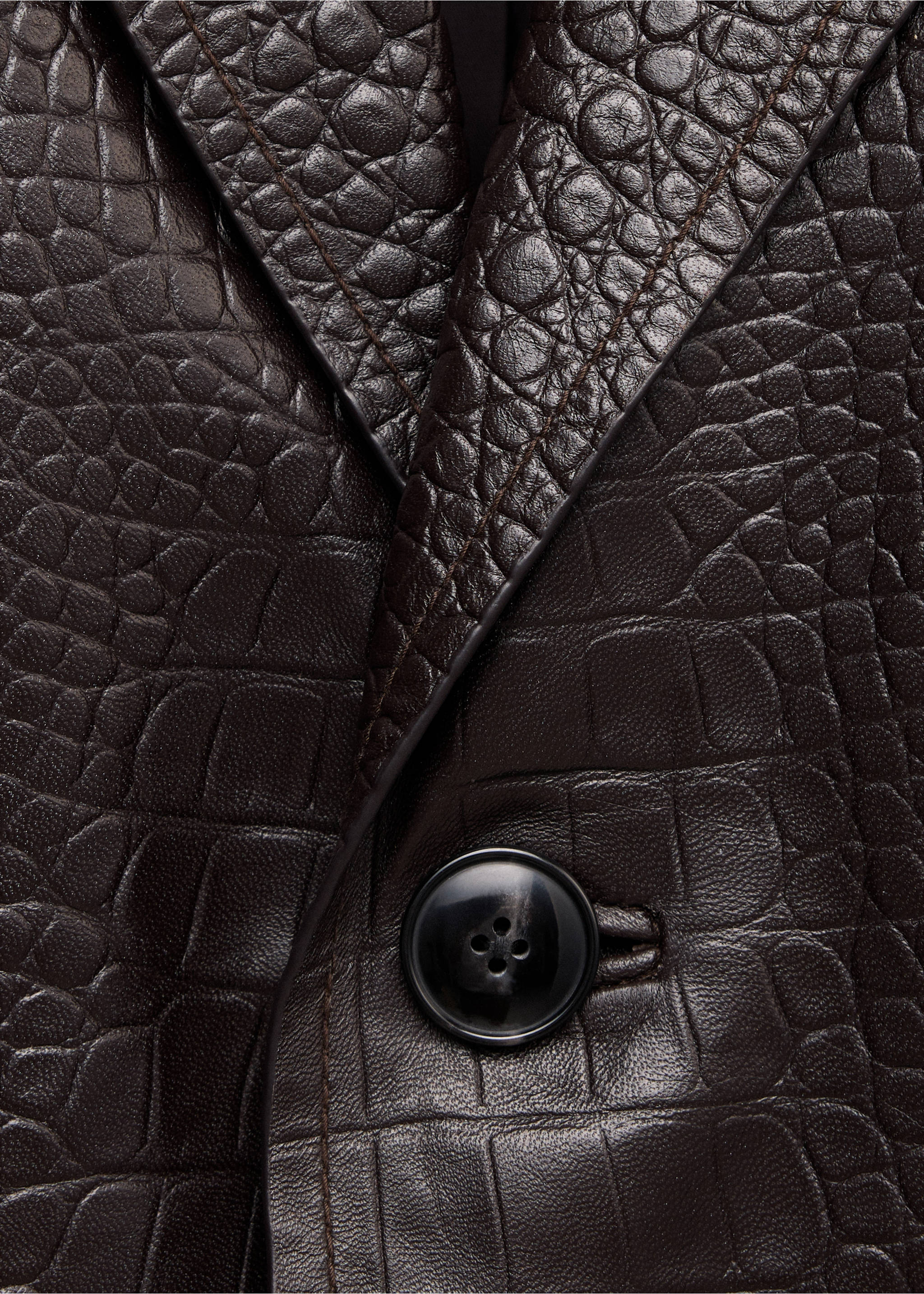 Croc-embossed faux fur coat - Details of the article 8, Brown. Ref: 37067773-00.