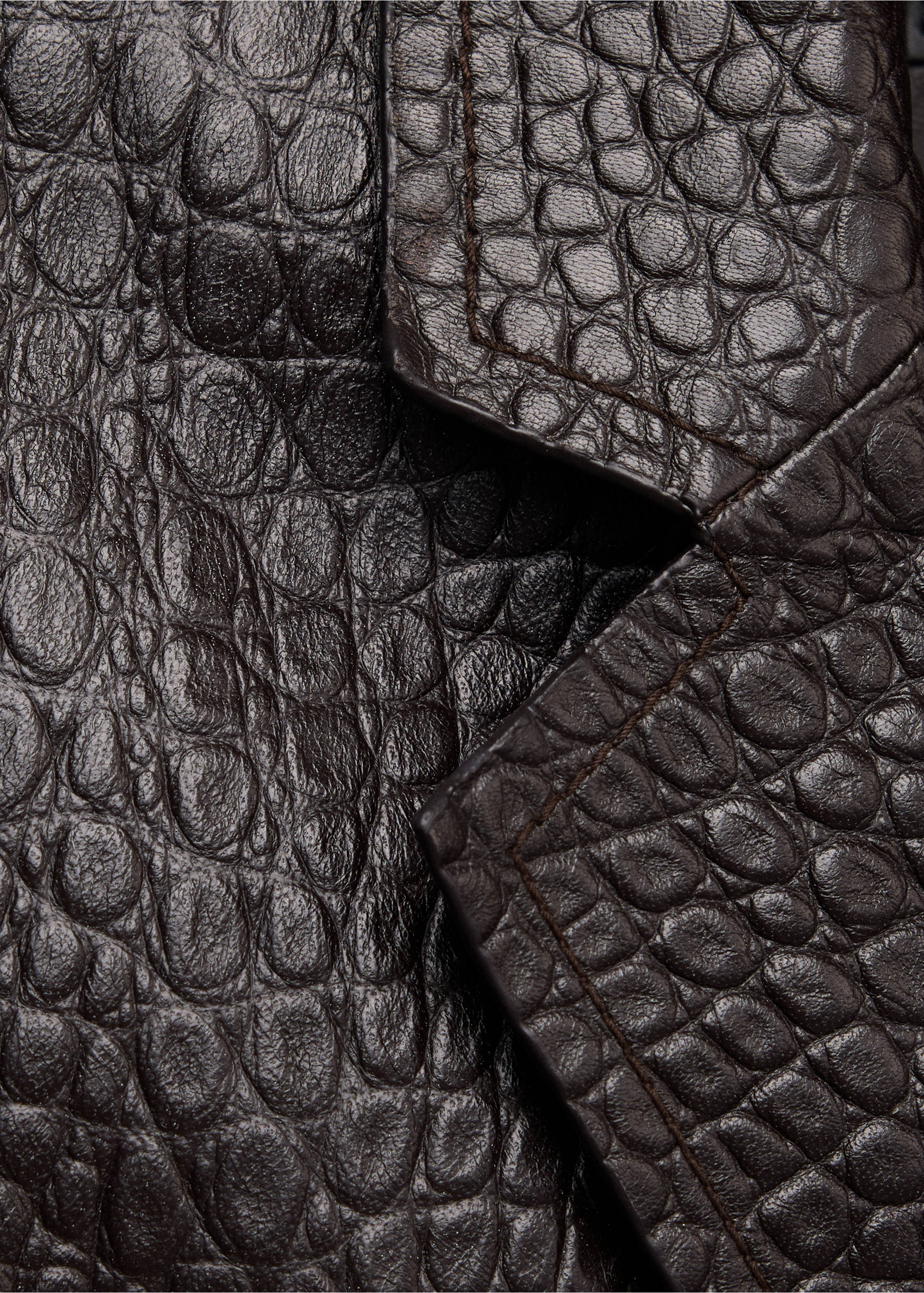 Croc-embossed faux fur coat - Details of the article 0, Brown. Ref: 37067773-00.
