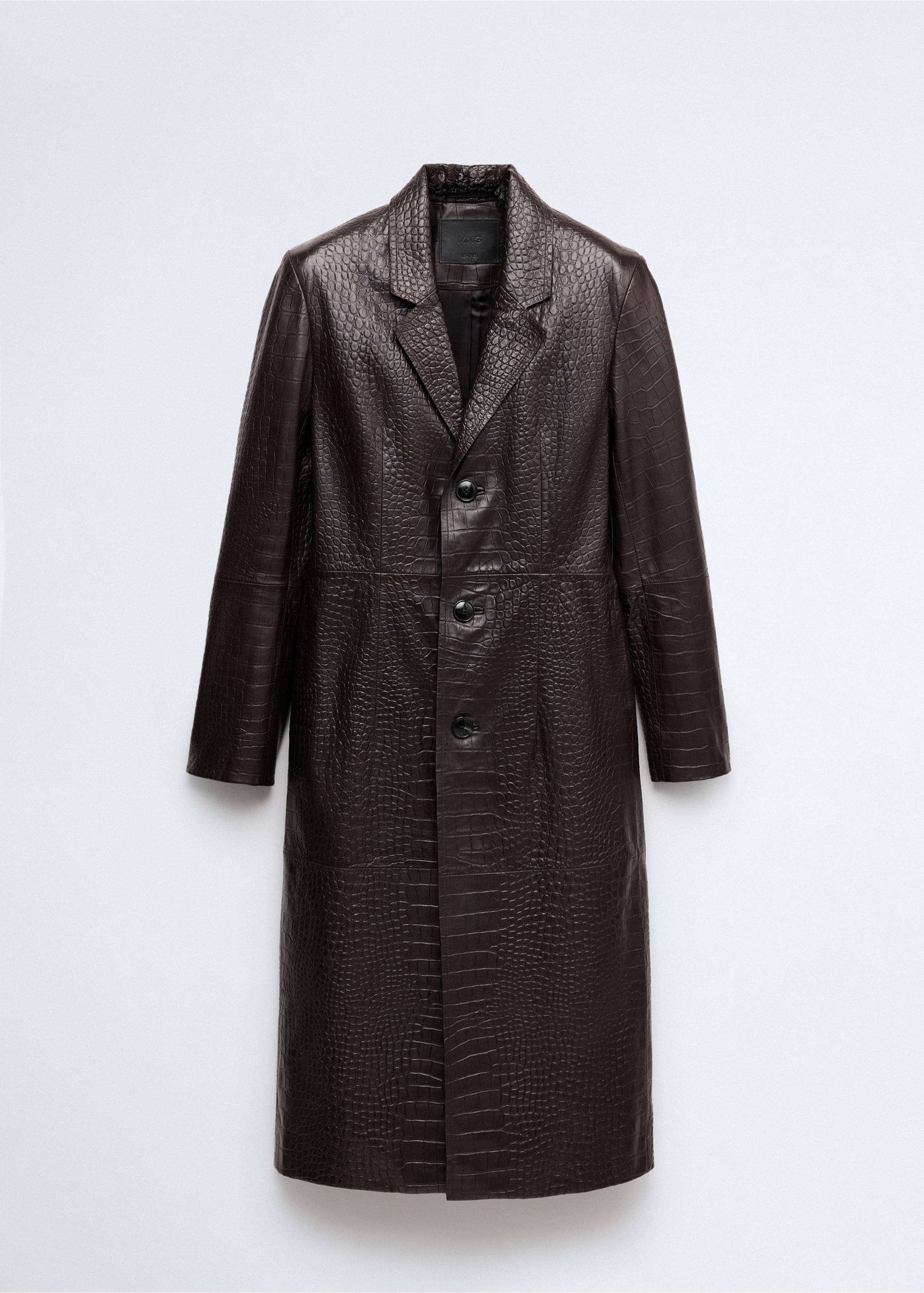 Croc-embossed faux fur coat - Article without model, Brown. Ref: 37067773-00.