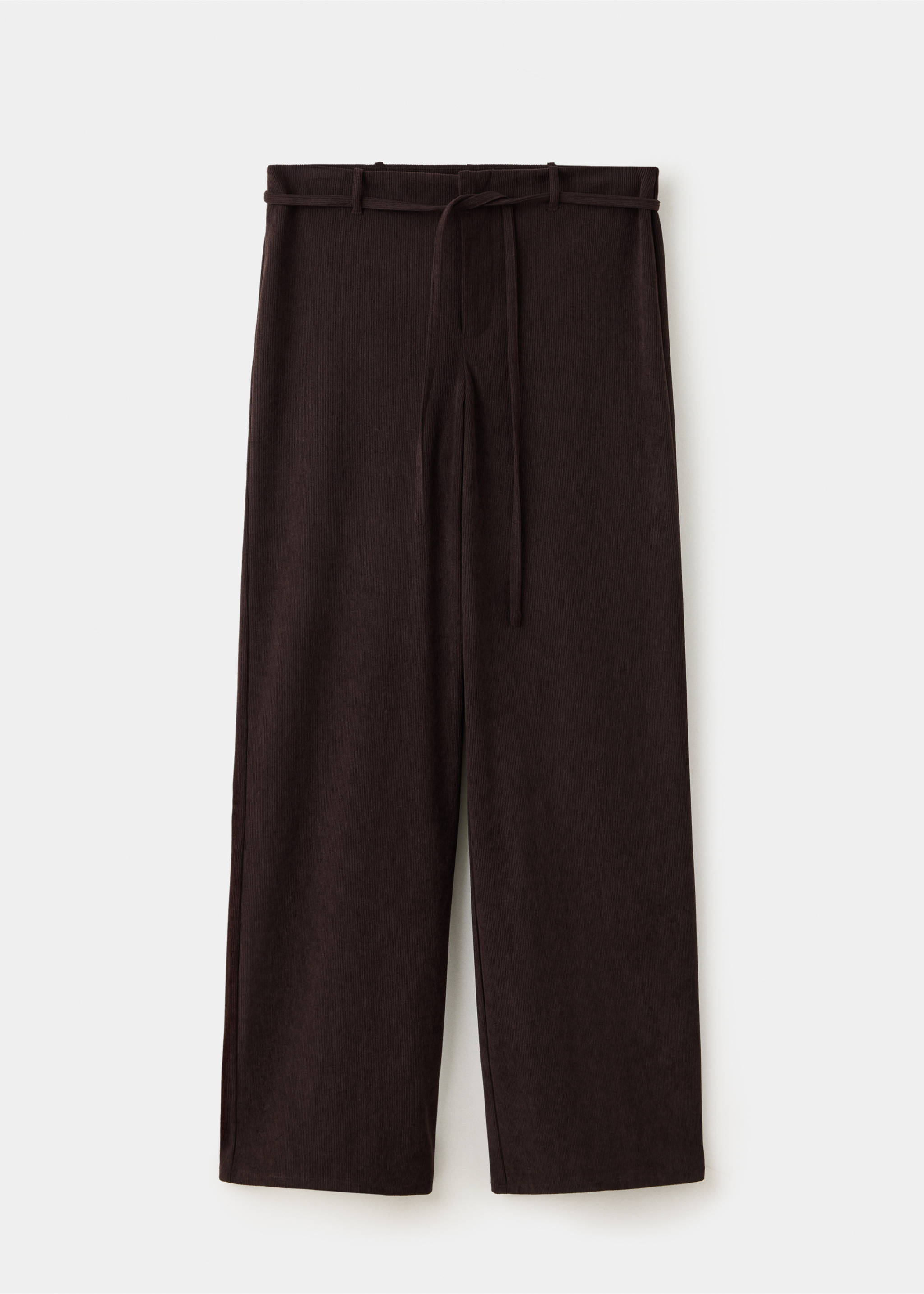 Pantalon en velours côtelé avec cordon de serrage - Article sans modèle, Chocolat. Ref: 37067778-00.