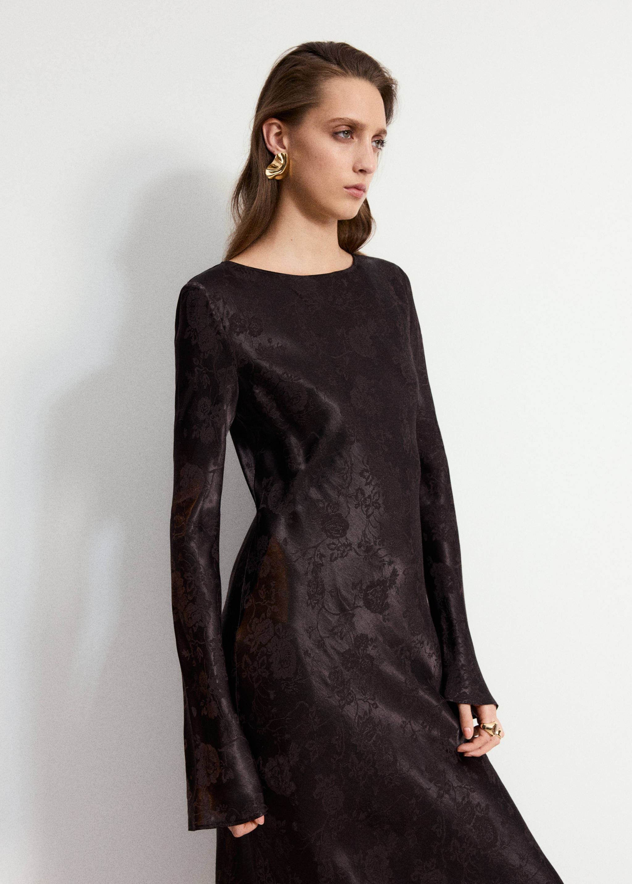 Jacquard dress with flared sleeves - Medium plane