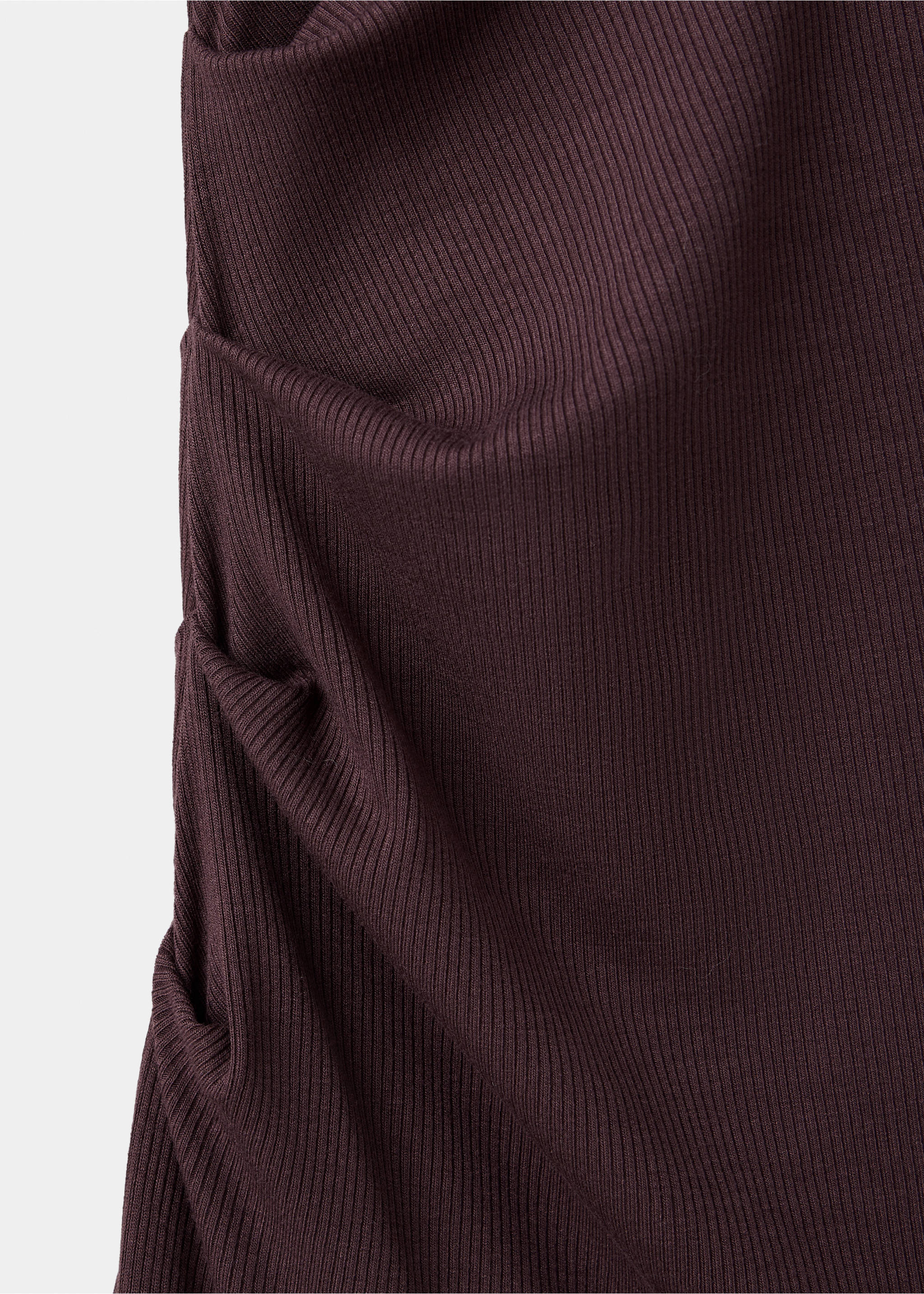 Dark burgundy ribbed dress detail showing side ruching., Wine. Ref: 37067786-00.