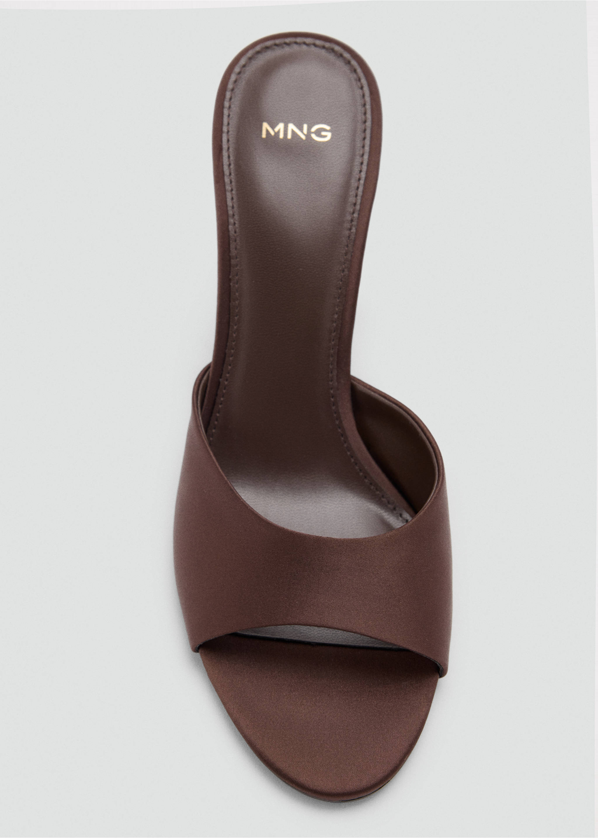 Satin stiletto heel sandal - Details of the article 2, Chocolate. Ref: 37067787-00.