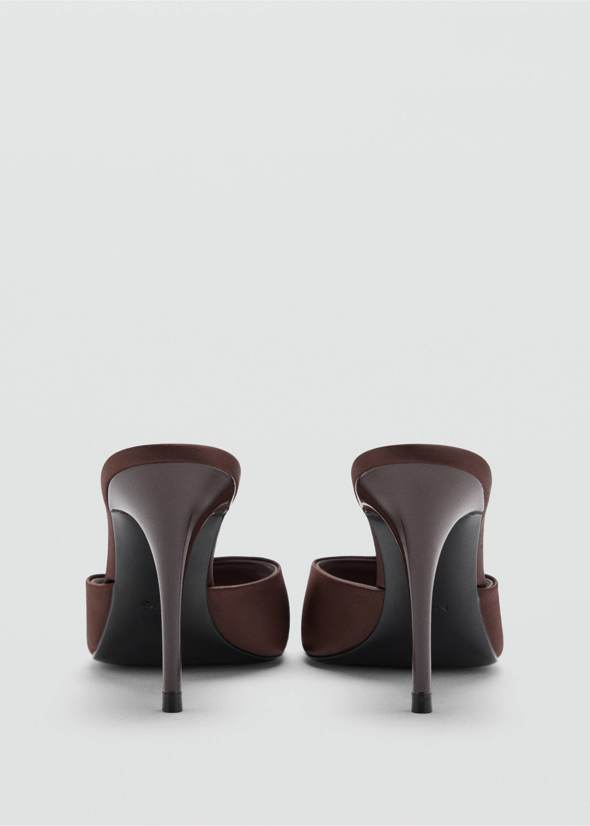 Satin stiletto heel sandal - Details of the article 3, Chocolate. Ref: 37067787-00.