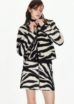 Zebra-print faux fur skirt — Black 5
