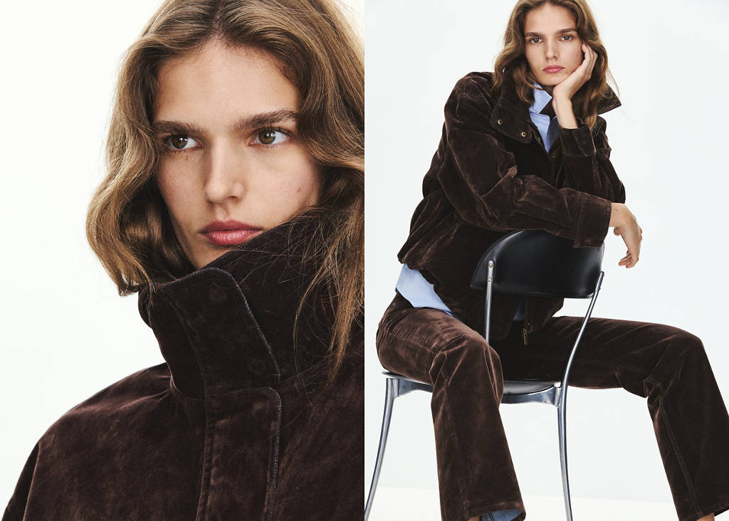 Flocked jacket with funnel neck by Mango