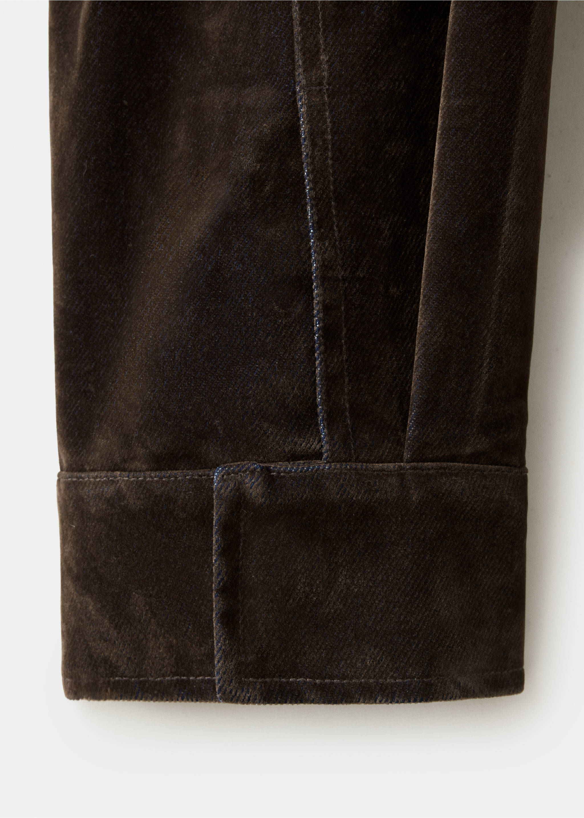 Velvety jacket with funnel neck - Details of the article 0, Brown. Ref: 37067792-00.
