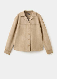 Suede effect overshirt — Medium Brown 4