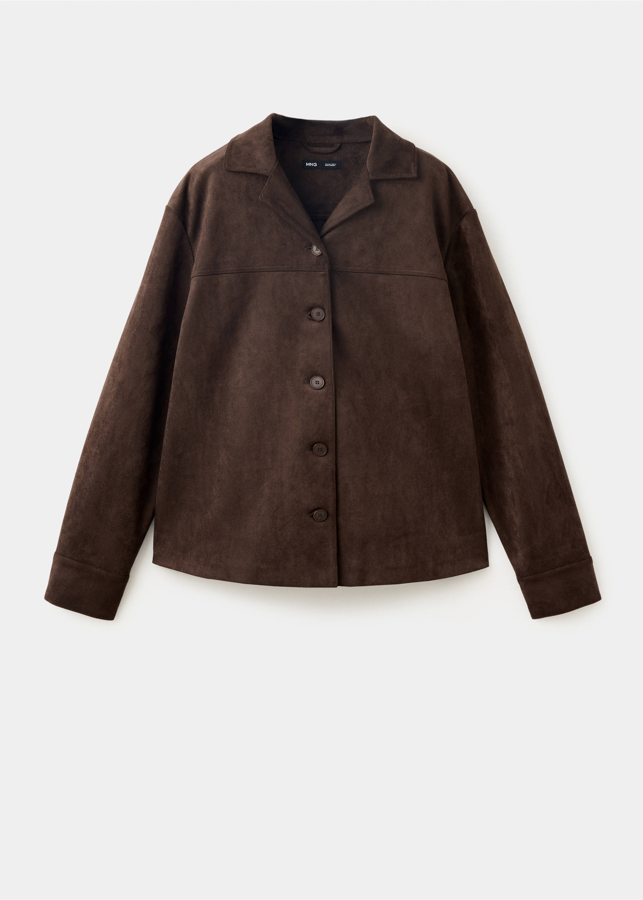 Suede effect overshirt - Article without model, Chocolate. Ref: 37067794-00.