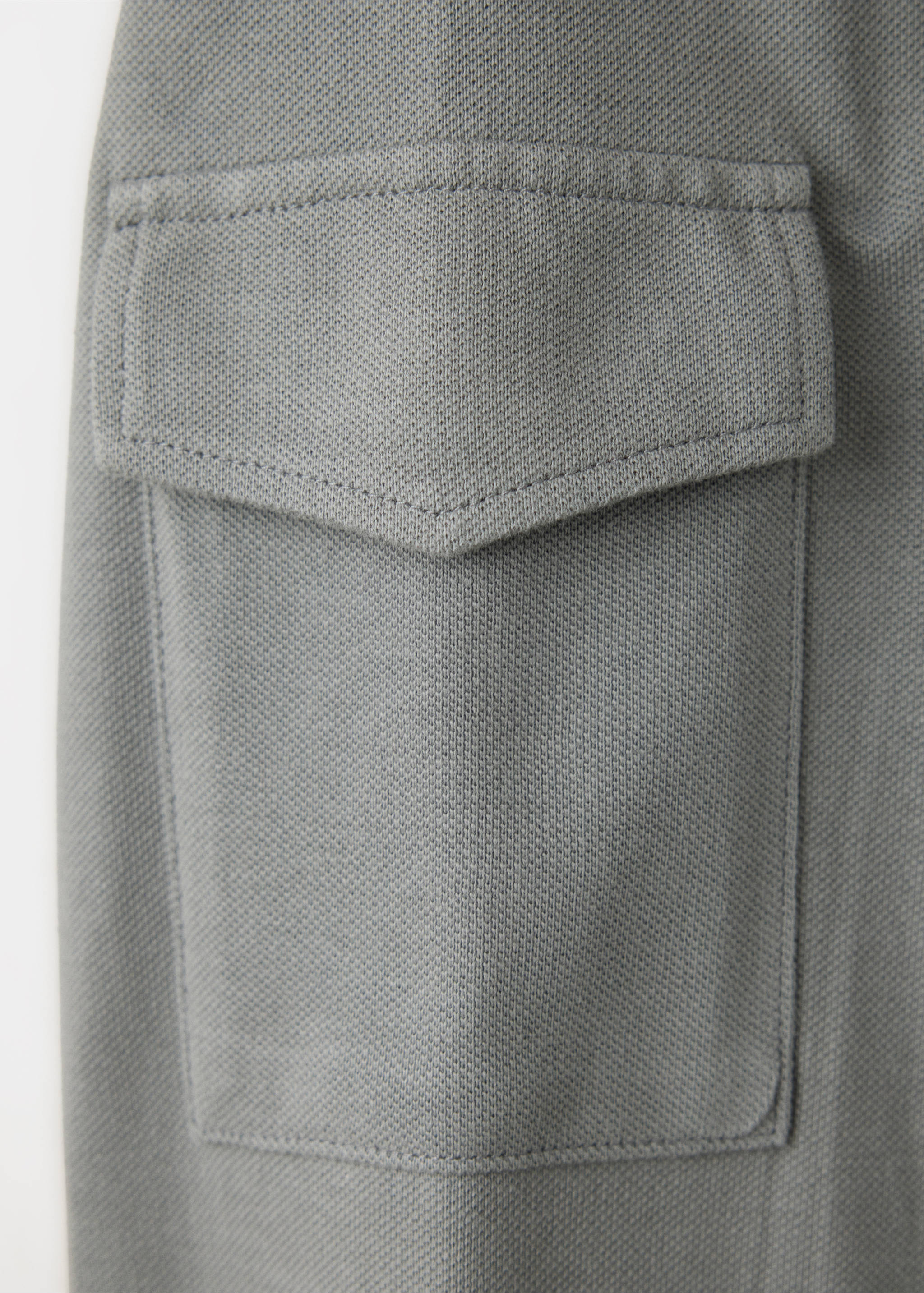 Long-sleeved cotton polo shirt with pocket - Details of the article 0, Khaki. Ref: 37067798-00.