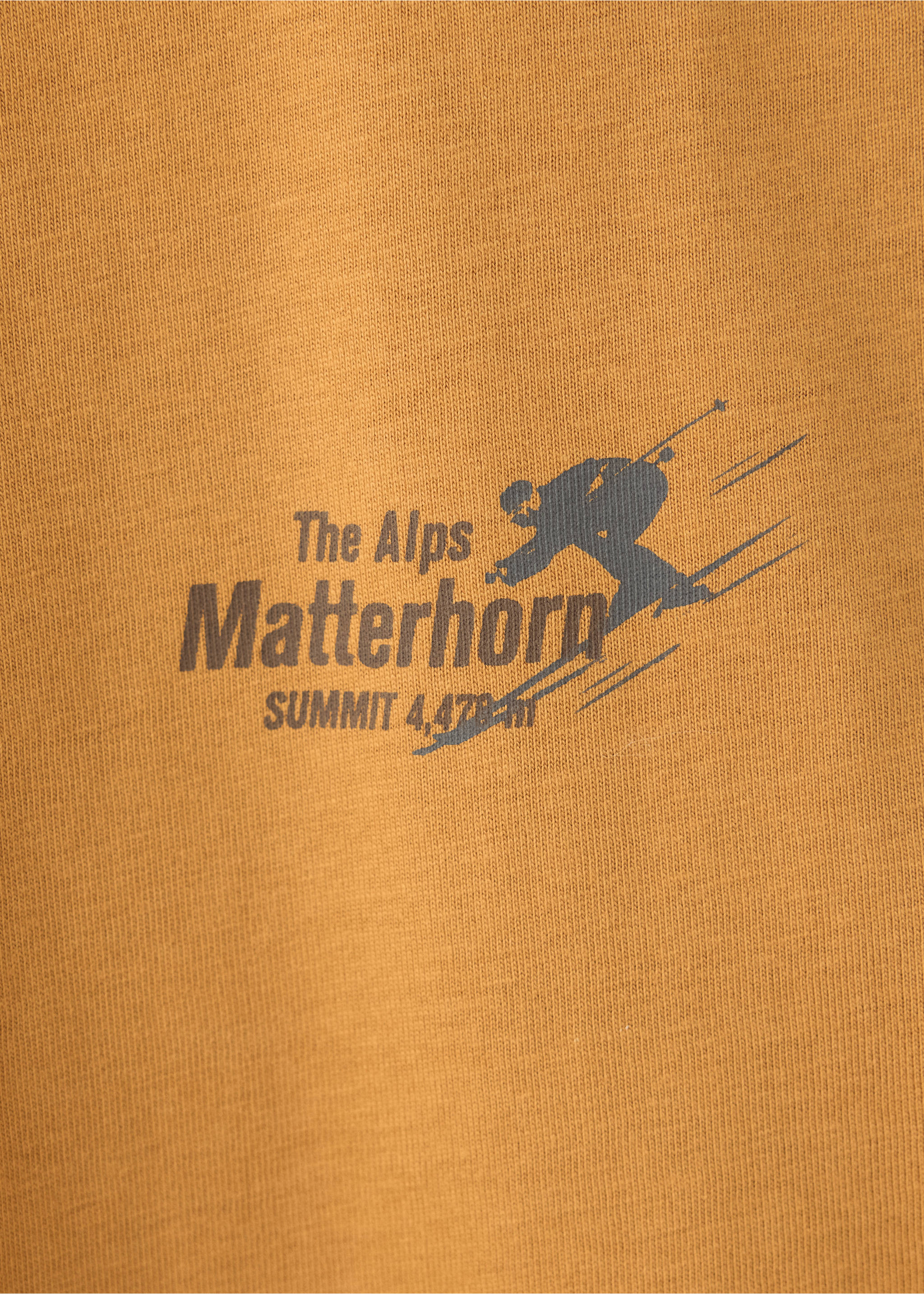 Cotton T-shirt with mountain print - Details of the article 8, Mustard. Ref: 37067804-00.