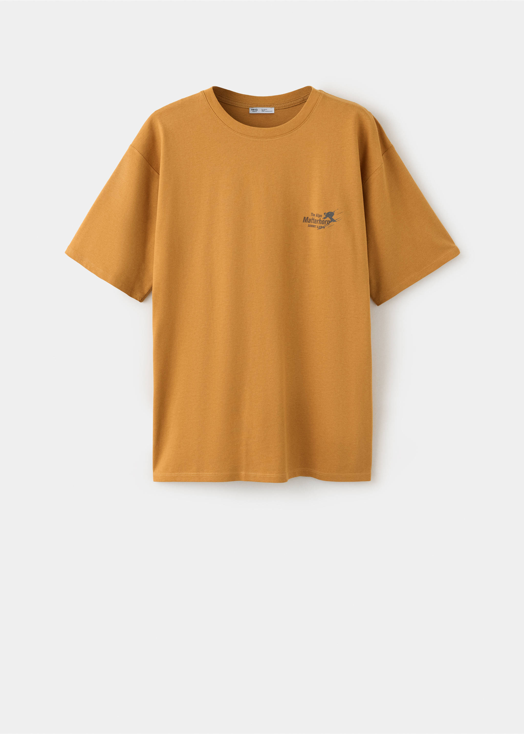 Cotton T-shirt with mountain print - Article without model, Mustard. Ref: 37067804-00.