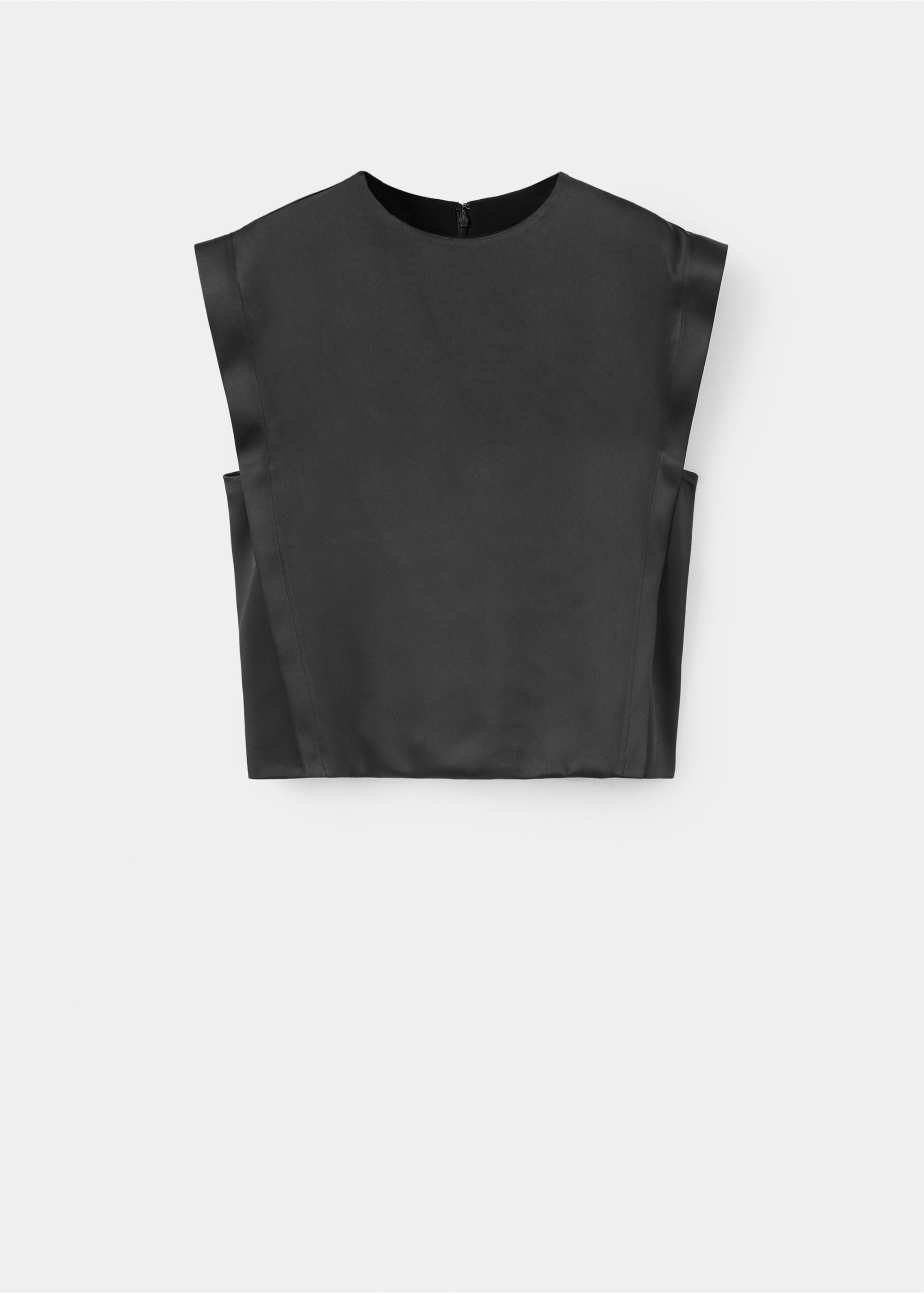 Black sleeveless blouse with a round neckline and cropped hem., Black. Ref: 37067806-00.