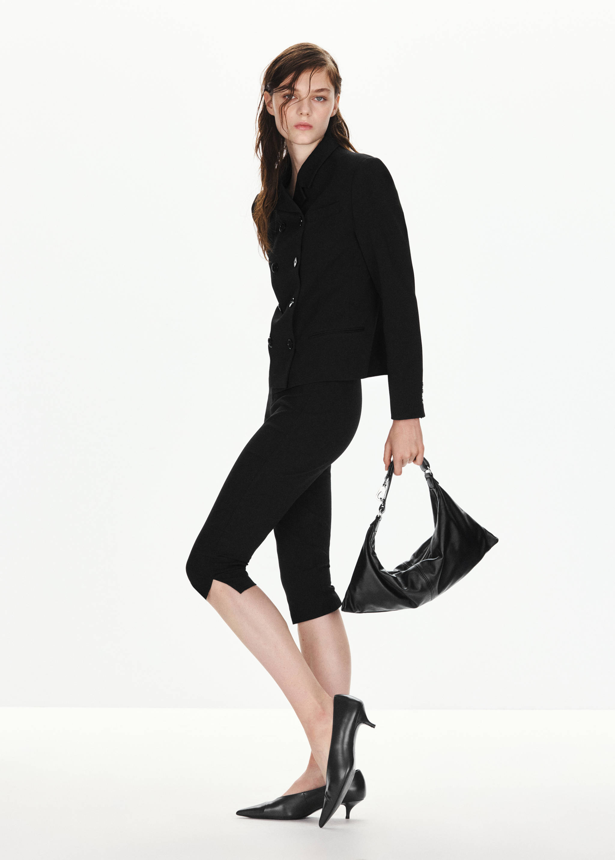 Cropped crossover blazer - General plane