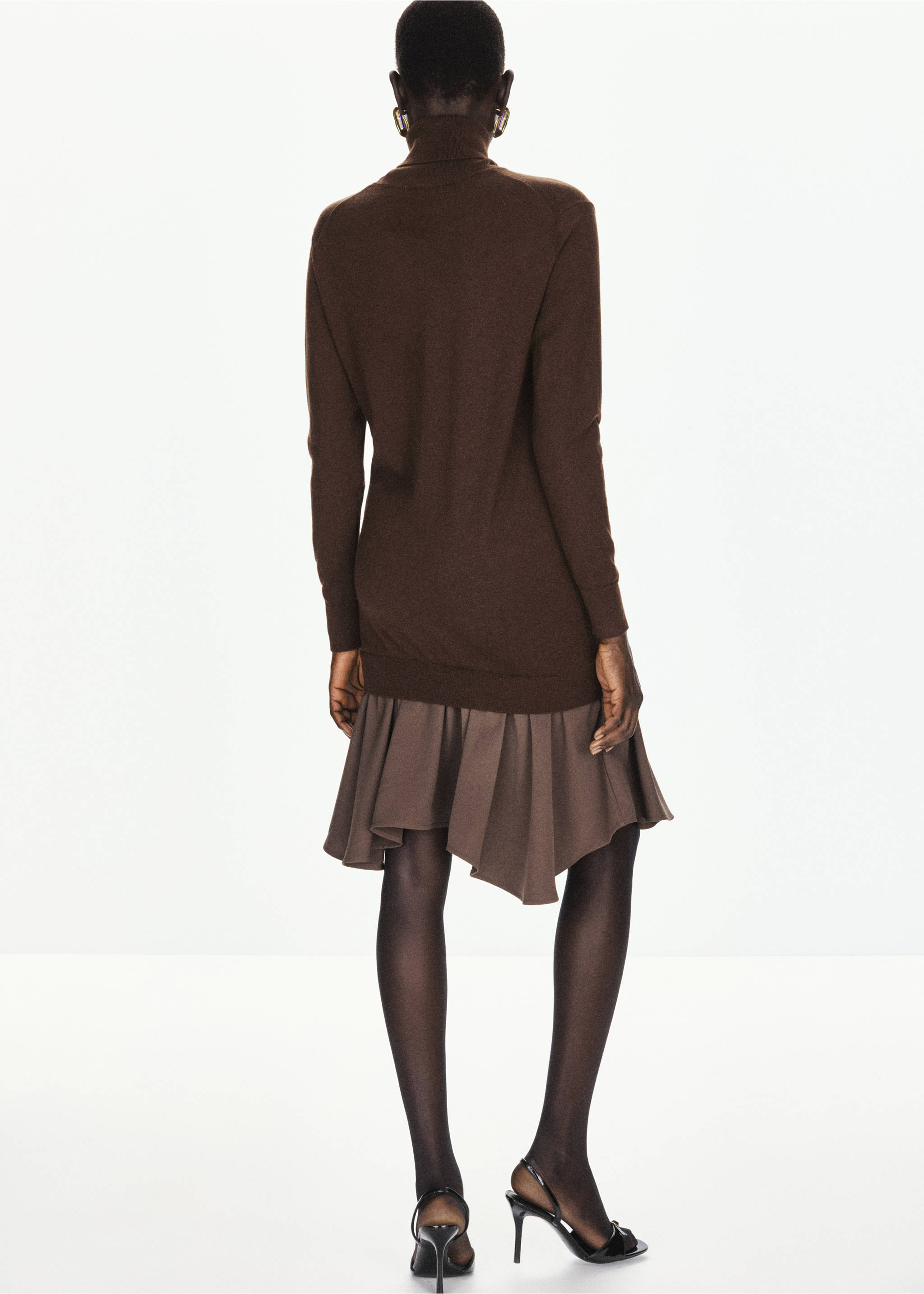 Knit combination dress - Reverse of the article, Chocolate. Ref: 37067809-00.