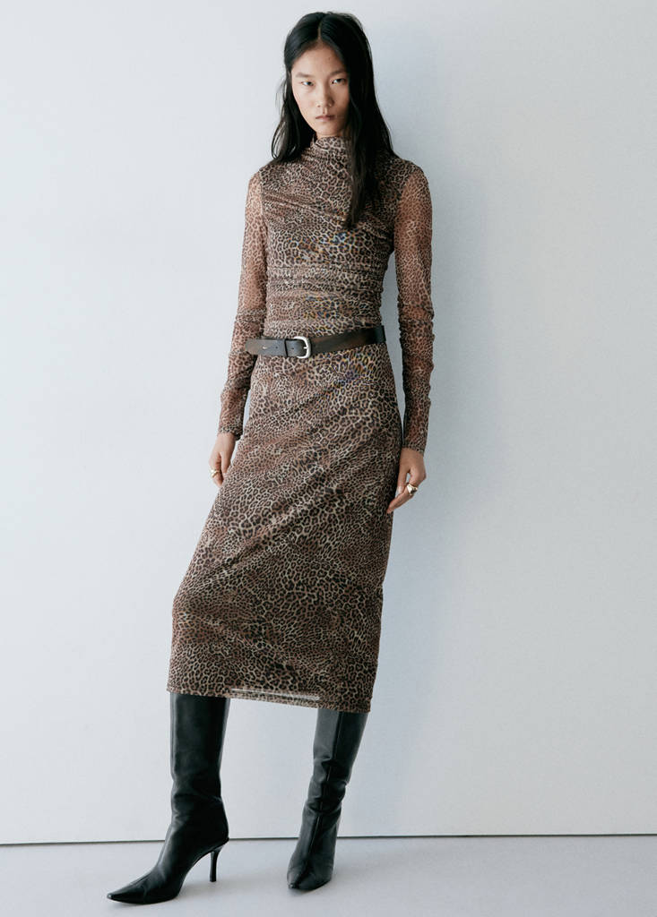 Animal print ruched dress thumbnail 2
