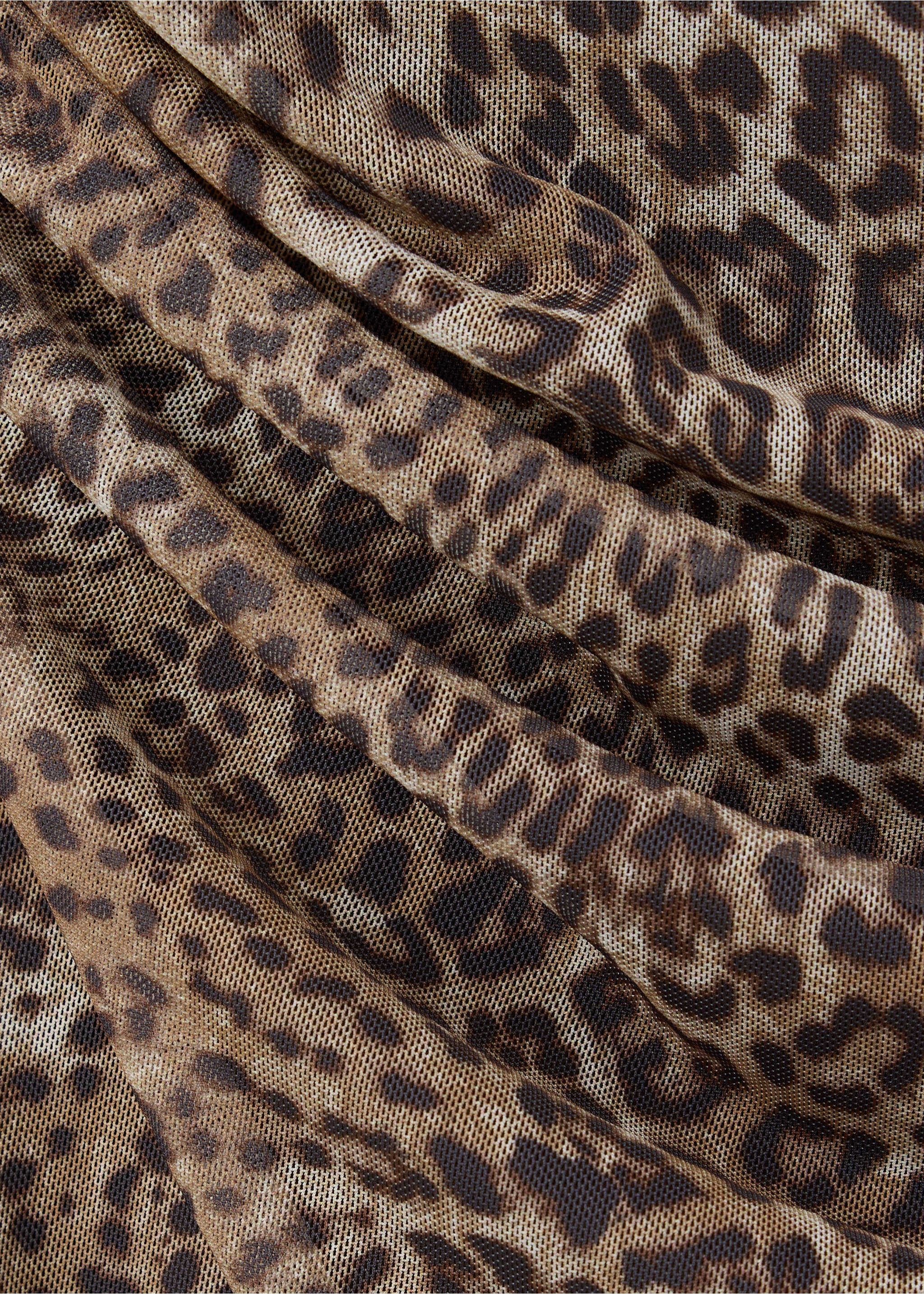 Animal print ruched dress - Details of the article 8, Brown. Ref: 37067810-00.