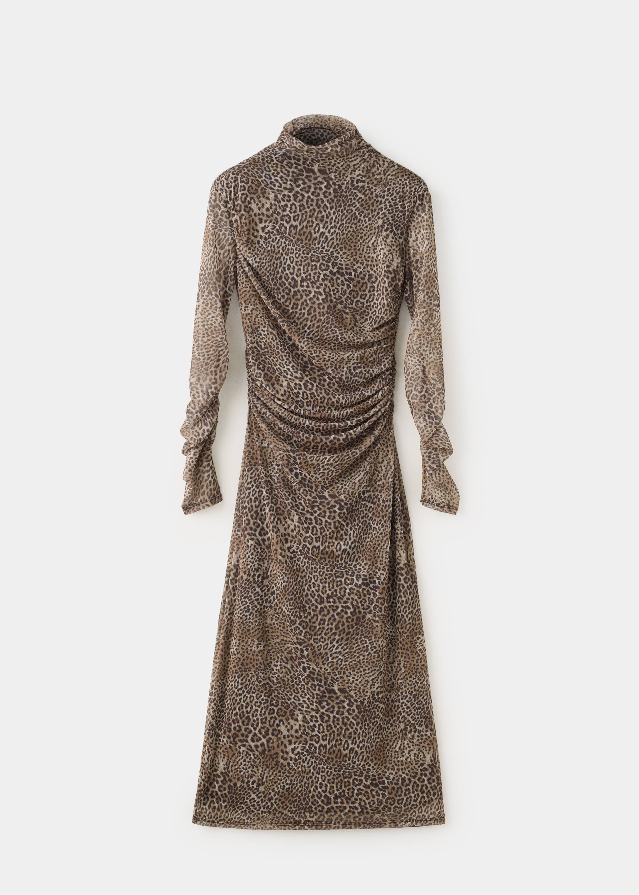 Animal print ruched dress - Article without model, Brown. Ref: 37067810-00.