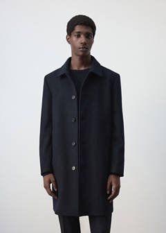 Wool coat with shirt-style collar — Night Blue 1