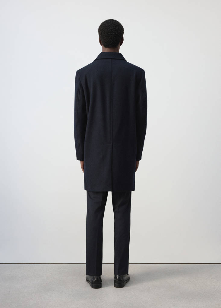 Wool coat with shirt-style collar — Night Blue