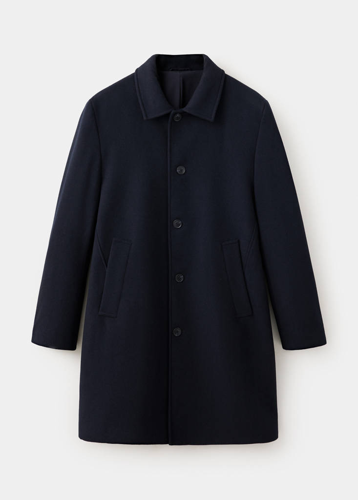 Wool coat with shirt-style collar — Night Blue