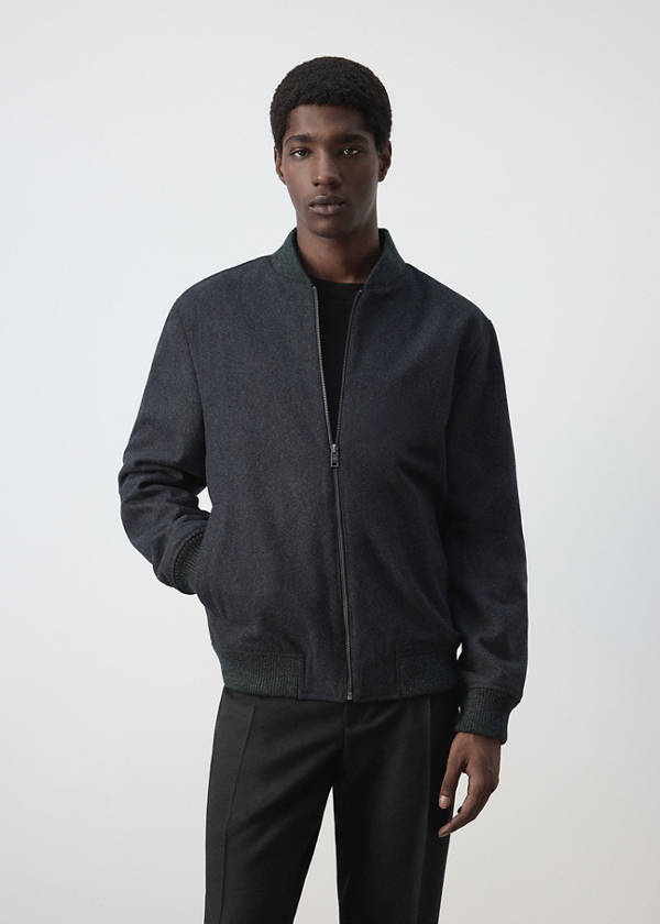 Wool-blend bomber jacket — Charcoal