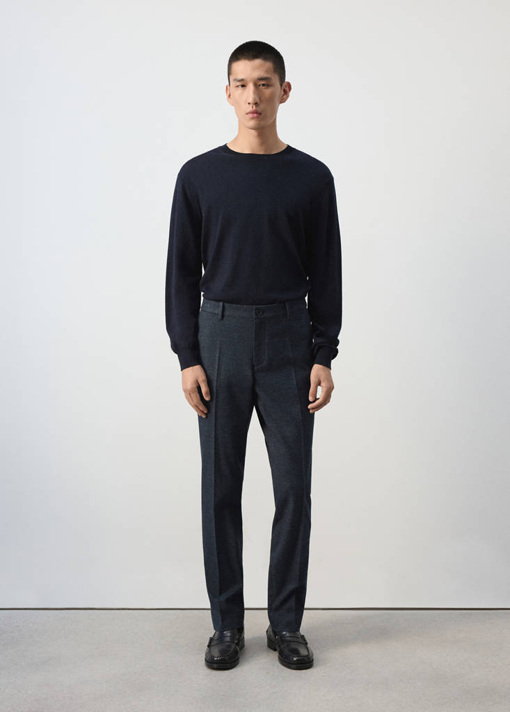 Spodnie flanelowe slim fit granatowy - Mężczyzna - 48 - MANGO MAN