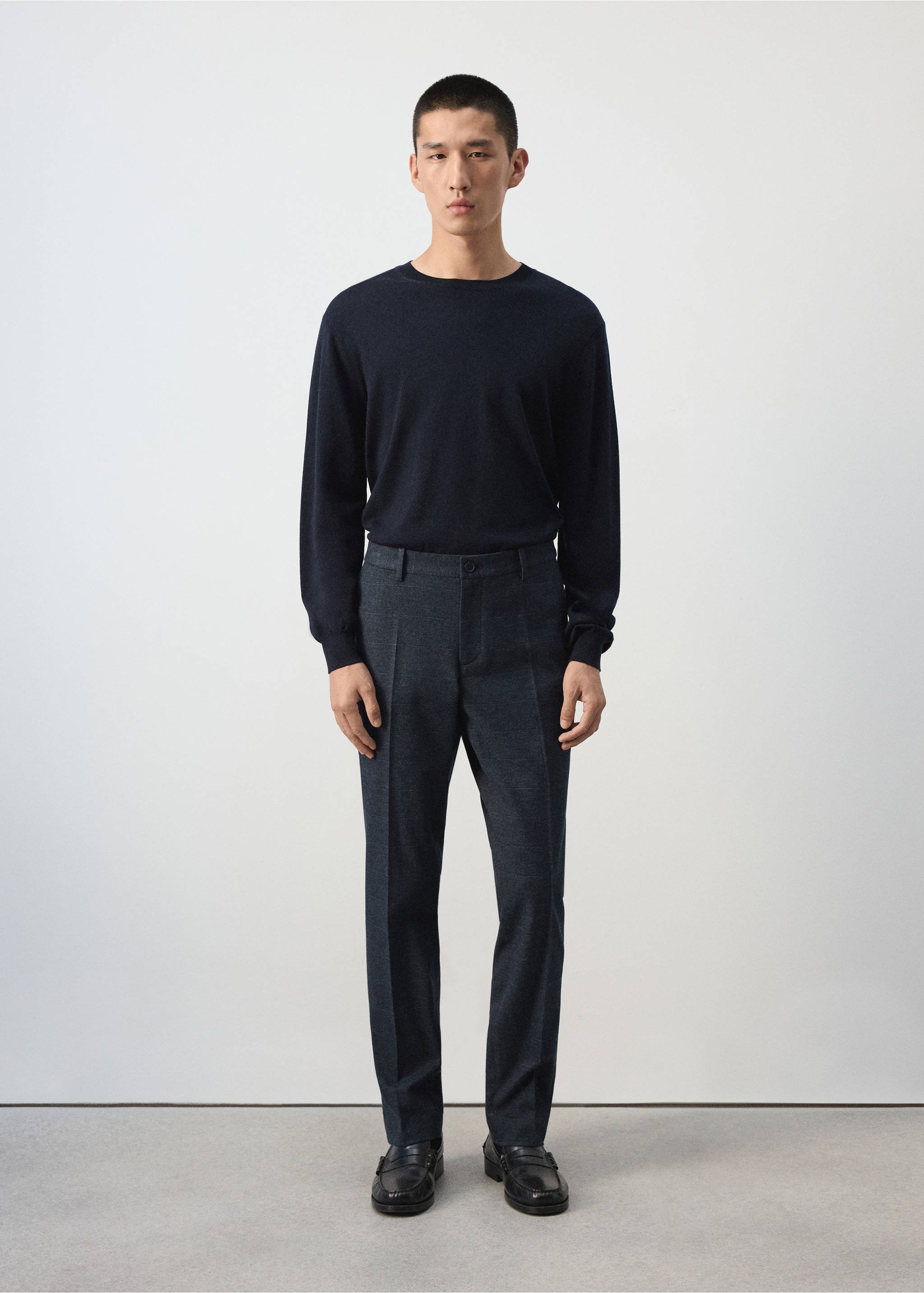 Фланелеві штани slim fit - Загальний план, Темно-синій. Ref: 37067884-00.