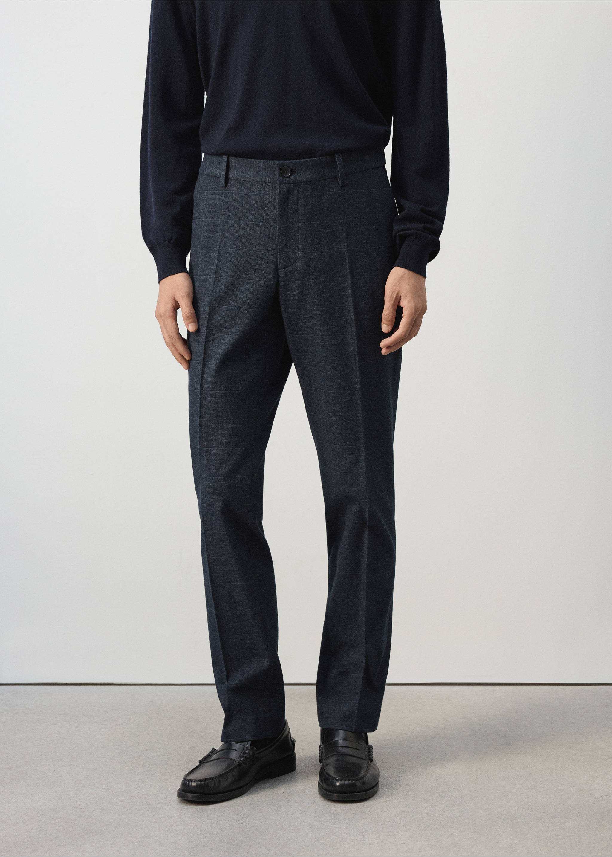 Фланелеві штани slim fit - Середній план, Темно-синій. Ref: 37067884-00.