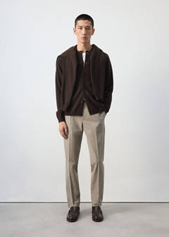 100% wool fine-knit cardigan — Chocolate 2