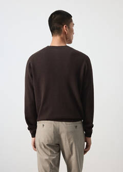 100% wool fine-knit cardigan — Chocolate 3