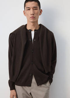 100% wool fine-knit cardigan — Chocolate 6