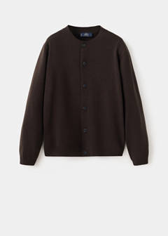100% wool fine-knit cardigan — Chocolate 7