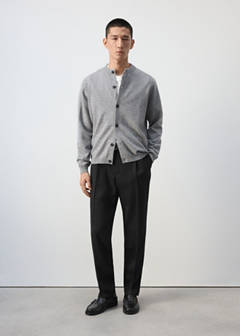 100% wool fine-knit cardigan — Medium Heather Grey 2