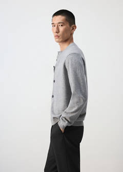 100% wool fine-knit cardigan — Medium Heather Grey 5