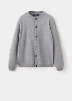 100% wool fine-knit cardigan — Medium Heather Grey 8