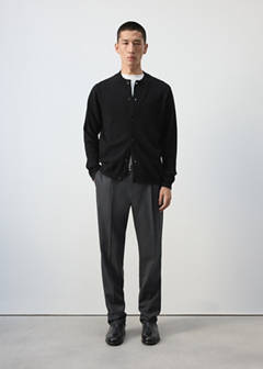 100% wool fine-knit cardigan — Black 2