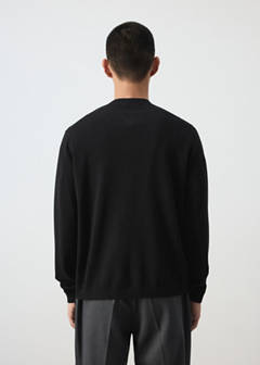100% wool fine-knit cardigan — Black 3