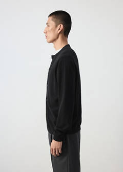 100% wool fine-knit cardigan — Black 5