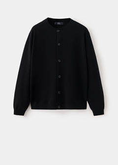100% wool fine-knit cardigan — Black 6