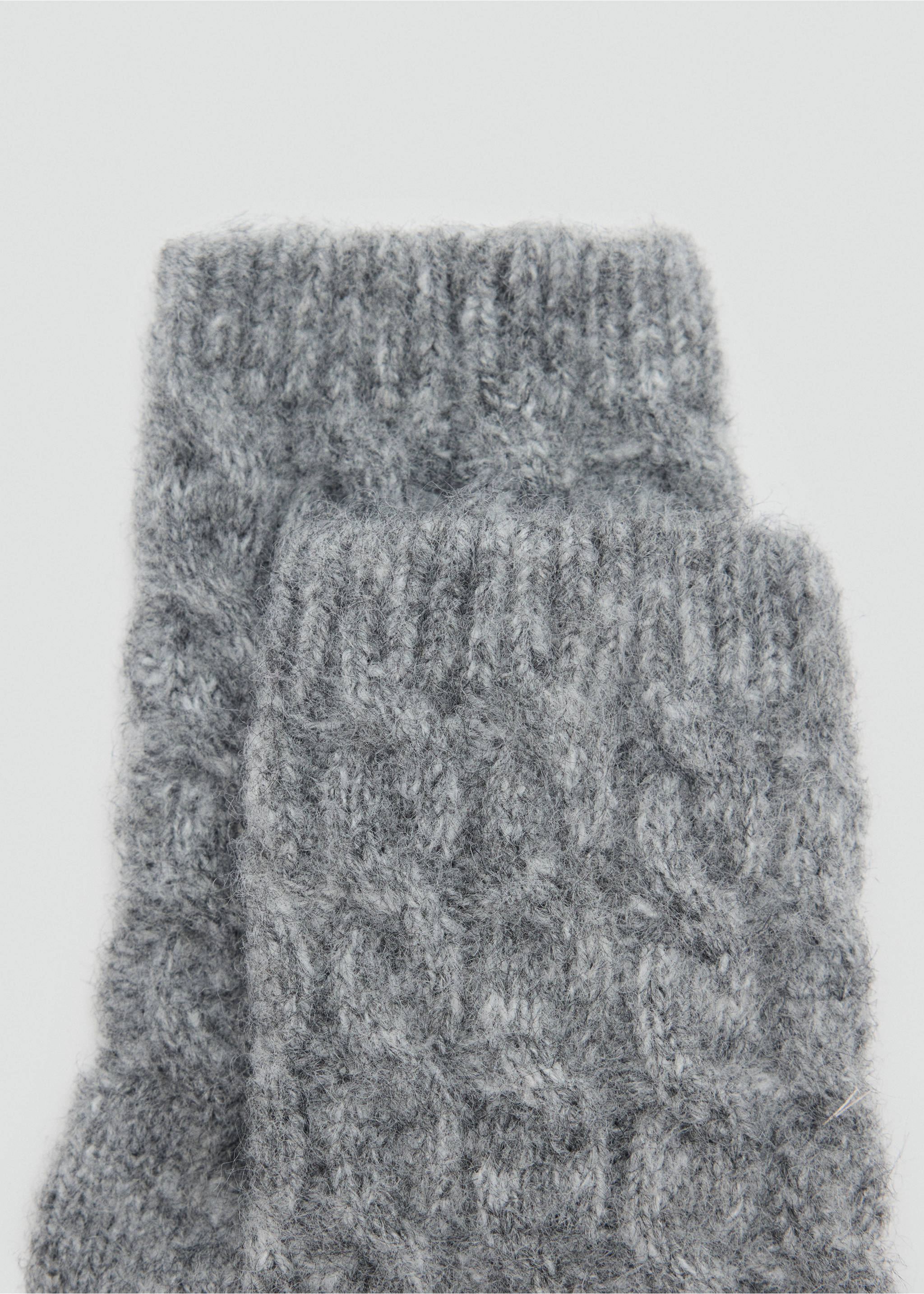 Chaussettes en maille à torsades - Verso de l’article, Gris chiné moyen. Ref: 37067887-00.