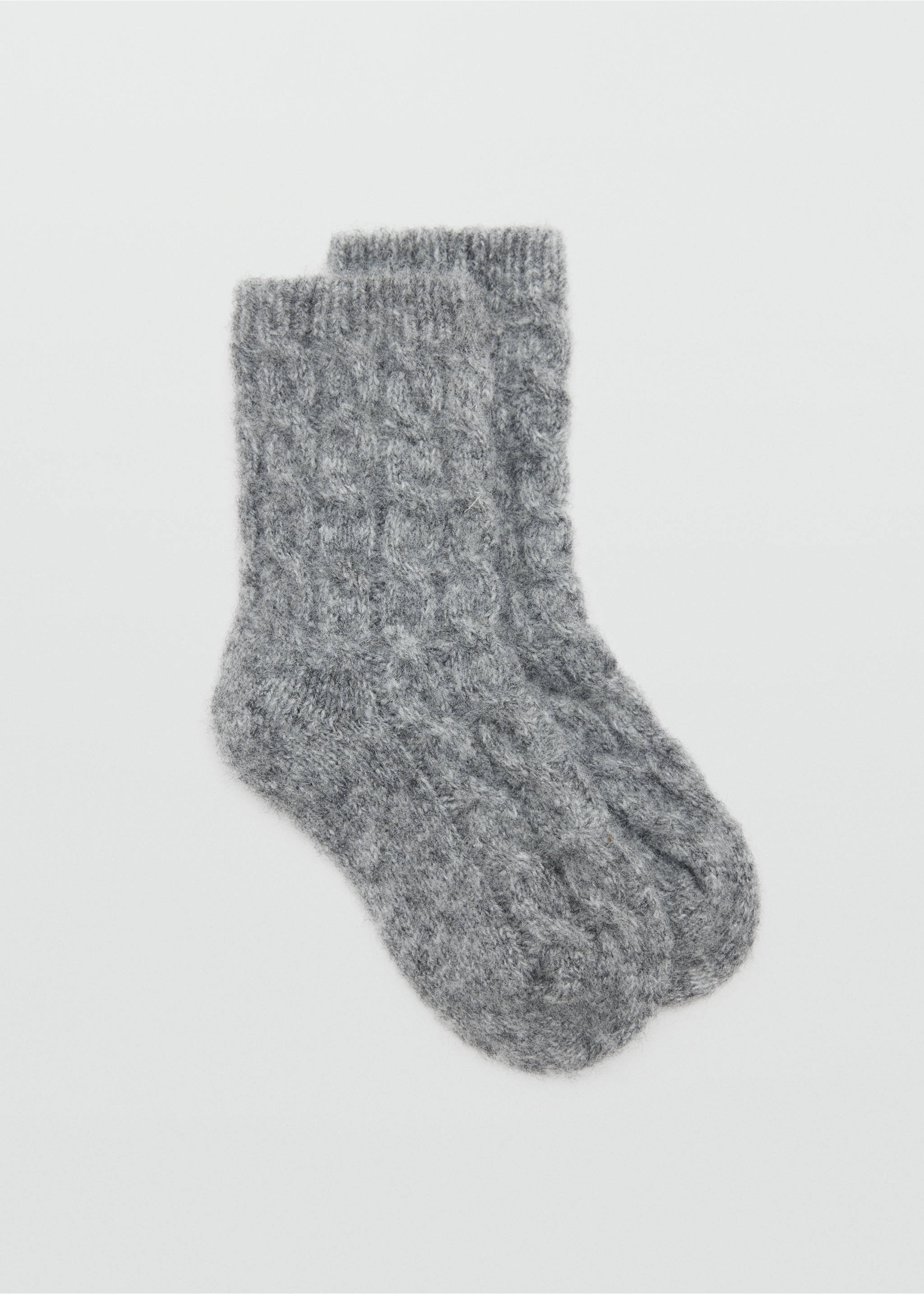 Chaussettes en maille à torsades - Article sans modèle, Gris chiné moyen. Ref: 37067887-00.